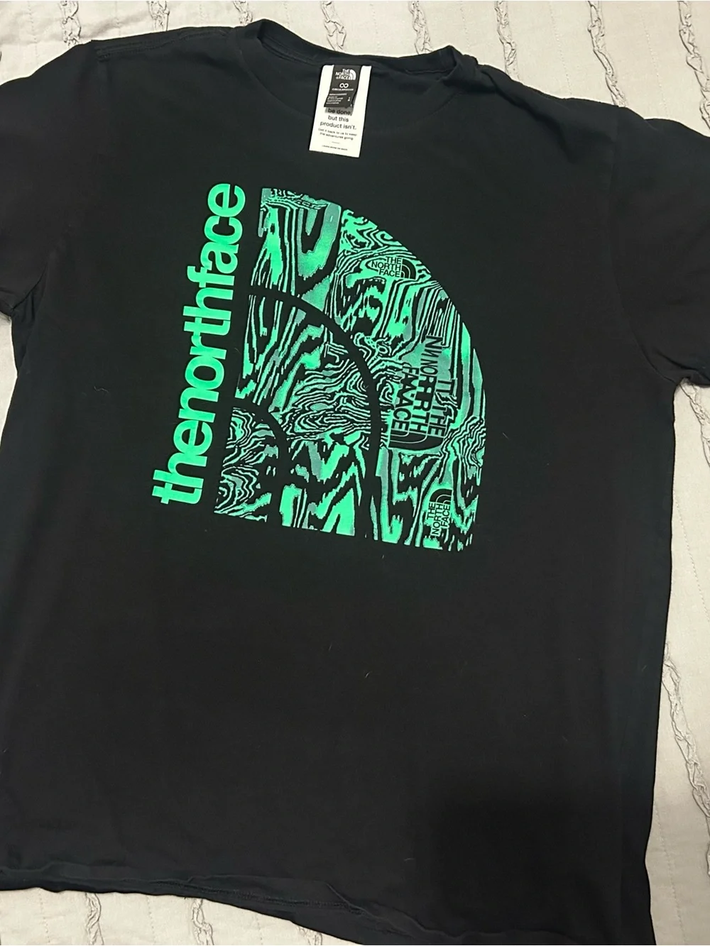 The North Face Black Short-Sleeve Tee with Neon Green Logo